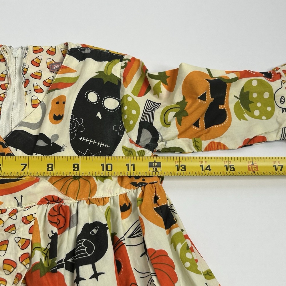 Jelly The Pug Halloween Dress Girls 4T Pumpkins Candy Corn Black Cat Crows READ - Picture 6 of 15